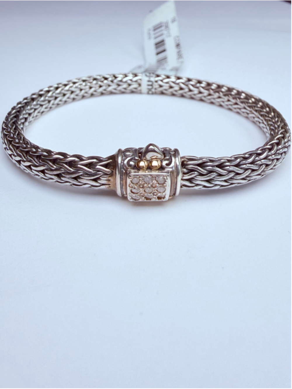 18K Gold David Schorr Diamond 6MM Classic Chain 925 Sterling Silver Bracelet